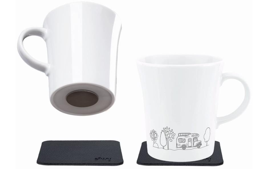 Silwy Porzellan Magnet-Henkel-Tassen Set Camping