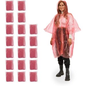 relaxdays Regenponcho 20 Stück, Rot