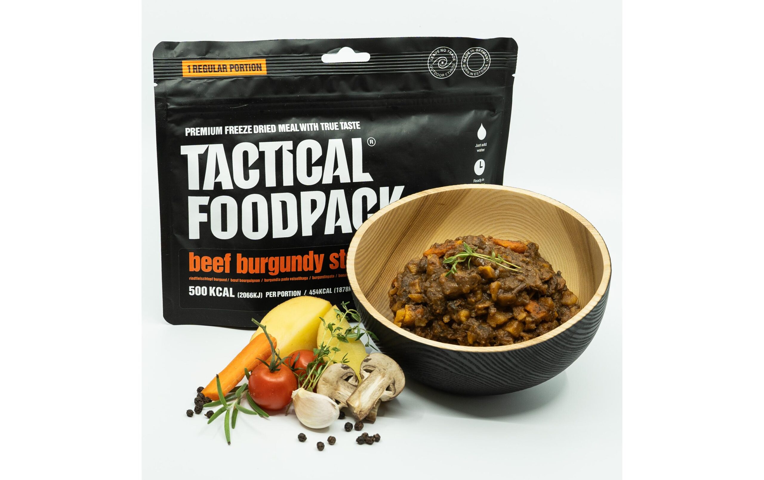 Tactical Foodpack Hauptgericht Rindfleisch-Burgunder-Eintopf
