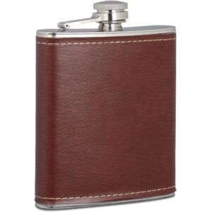 relaxdays Outdoor-Flachmann mit Kunstleder 200 ml