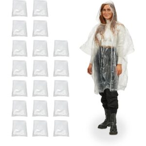 relaxdays Regenponcho 20 Stück, Transparent