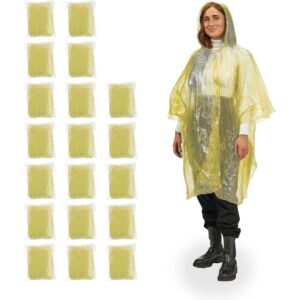relaxdays Regenponcho 20 Stück, Gelb