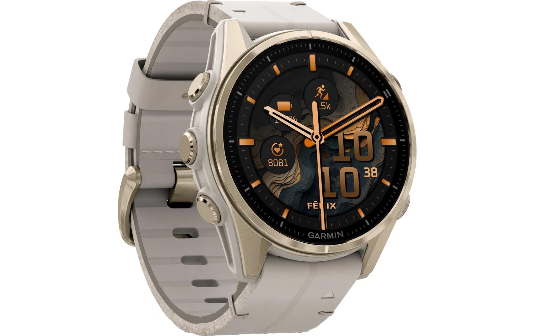 GARMIN Sportuhr Fenix 8 AMOLED Sapphire, 43 mm Hellgrau