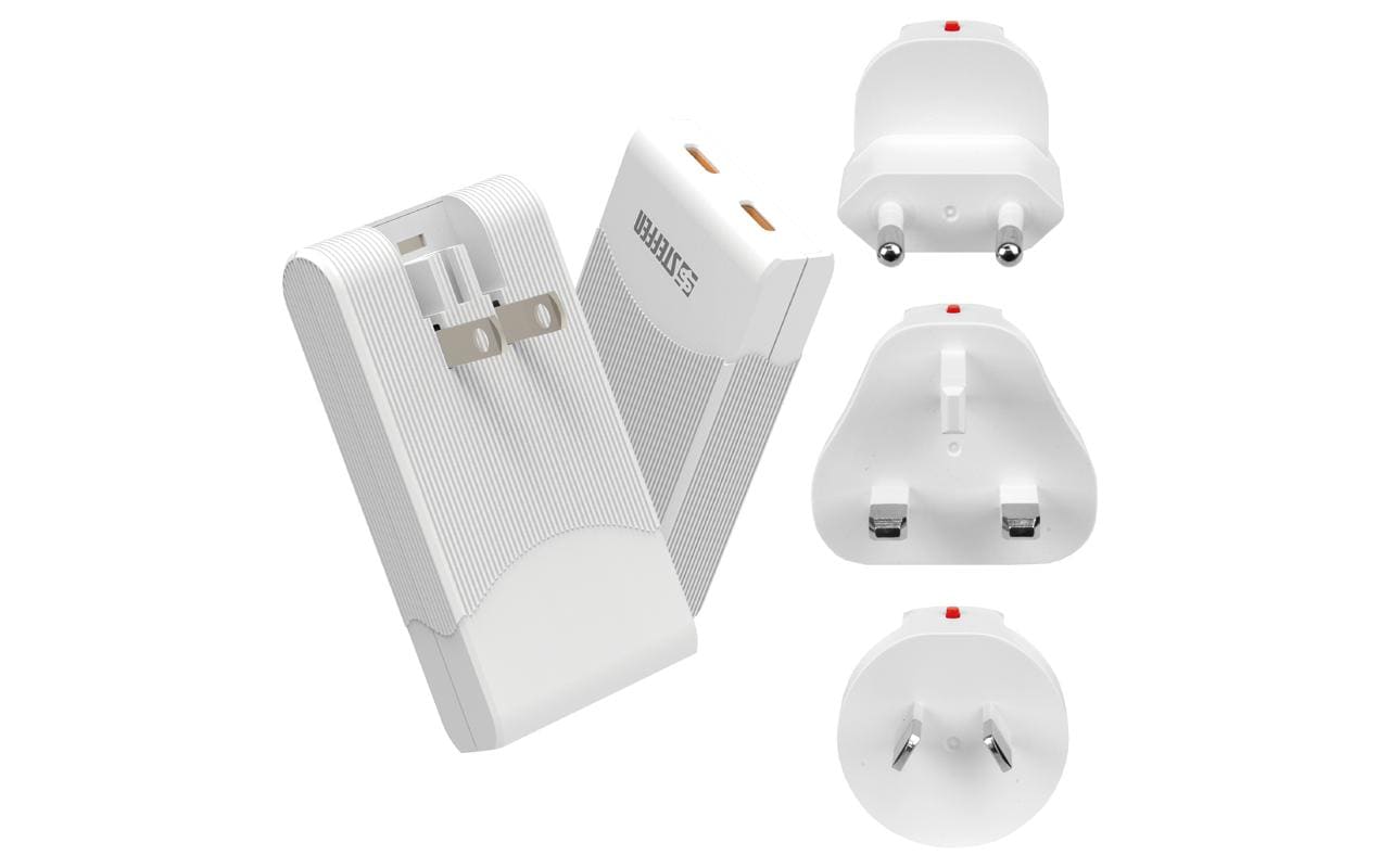 STEFFEN Reiseadapter World PD65W 2 x USB-C, Weiss