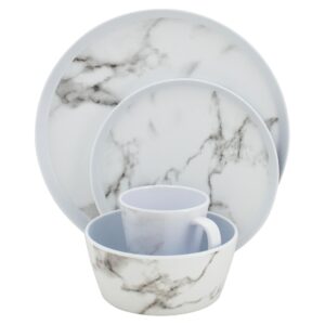 Eurotrail Outdoor-Geschirrset Marble Weiss