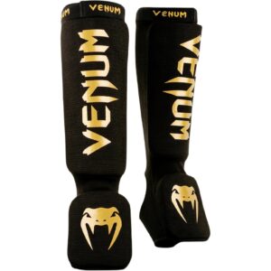 Venum Kontact Shin Guards Schwarz/Gold, XL