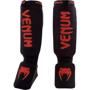 Venum Kontact Shin Guards Schwarz/Rot, XL