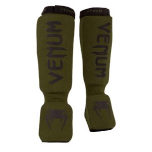 Venum Kontact Shin Guards Schwarz/Olivgrün, XL