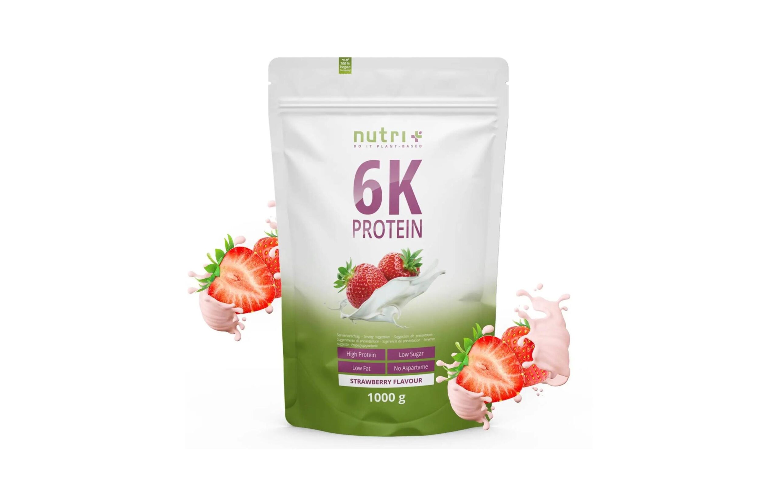 Nutri+ Pulver Vegan 6K Protein Erdbeere 1000 g