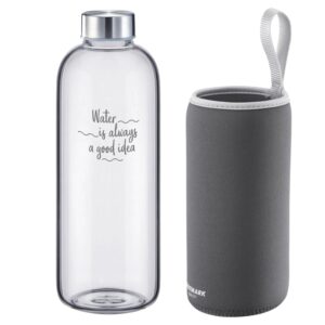 Westmark Trinkflasche Viva aus Glas 1000 ml, Anthrazit