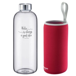 Westmark Trinkflasche Viva aus Glas 1000 ml, Rot