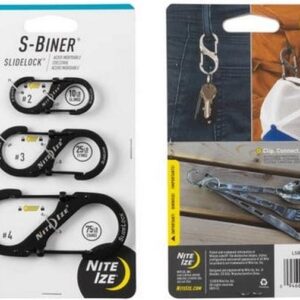 NITE IZE Karabiner S-Biner SlideLock aus Edelstahl, Schwarz, 3 Stück