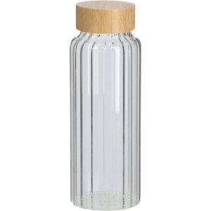 Zeller Present Glasflasche mit Rillen 1000 ml, Hellbraun/Transparent