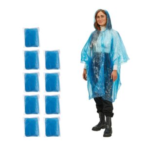 relaxdays Regenponcho 10er Set Kunststoff Hellblau