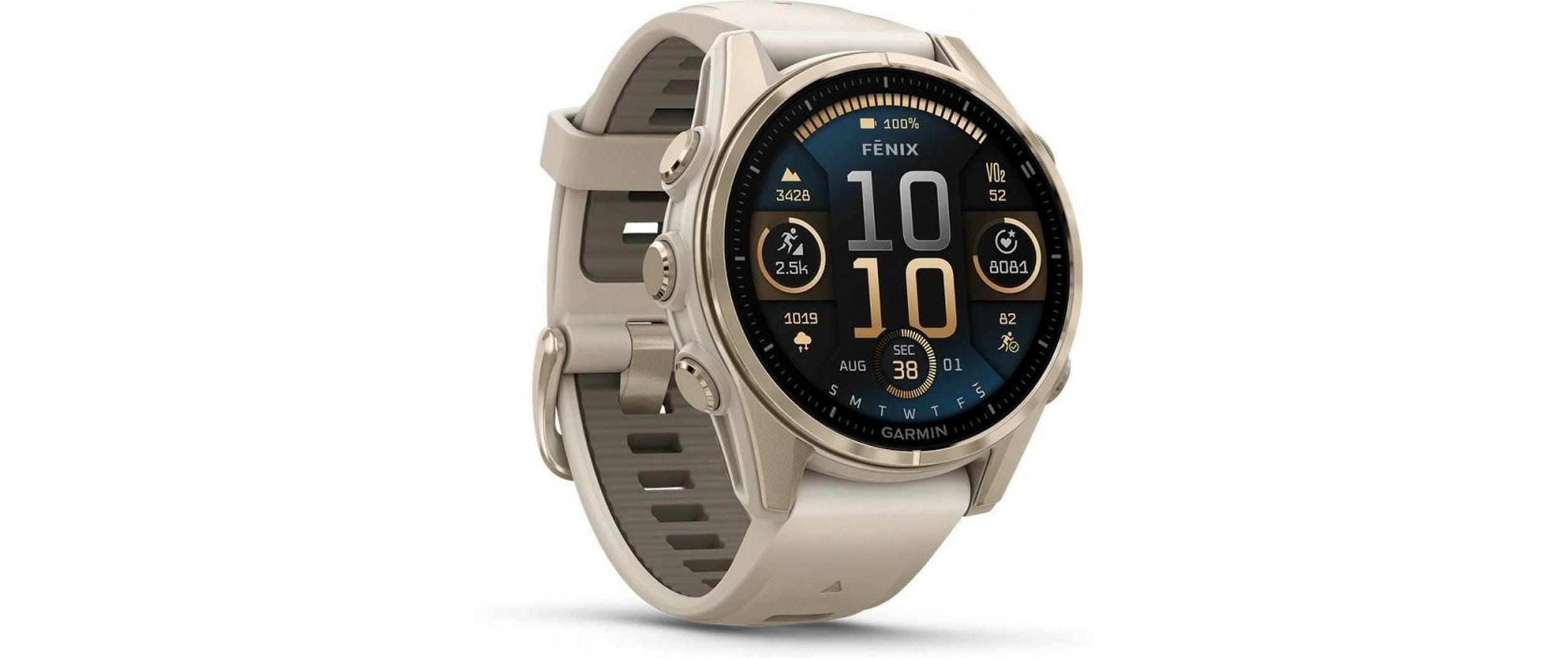 GARMIN Sportuhr Fenix 8 AMOLED Sapphire, 43 mm Beige