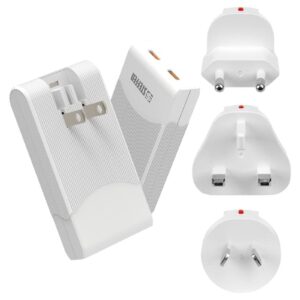 STEFFEN Reiseadapter World PD65W 2 x USB-C, Weiss