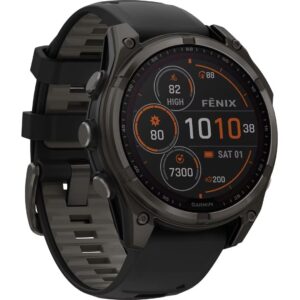 GARMIN Sportuhr Fenix 8 Solar Sapphire, 47 mm Schwarz