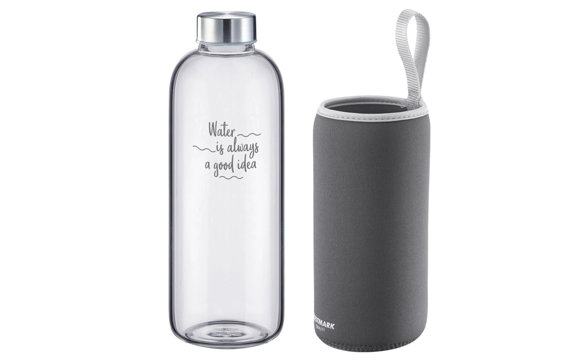 Westmark Trinkflasche Viva aus Glas 1000 ml, Anthrazit
