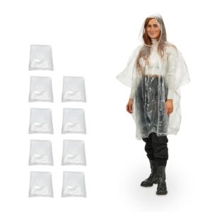 relaxdays Regenponcho Set 10-teilig PE Transparent