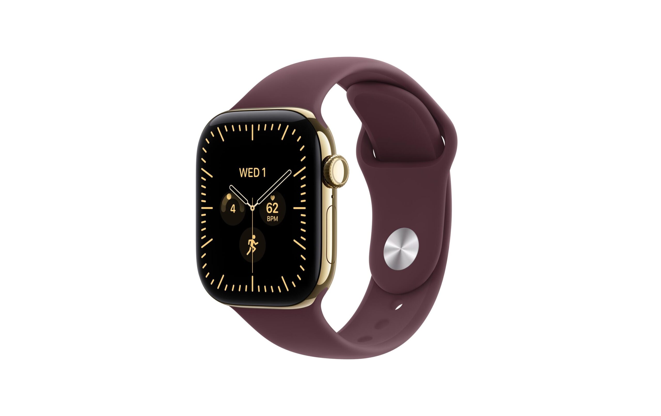 Apple Watch S12 42 mm CEL Gold Titanium, Burgundy Sportband S/M