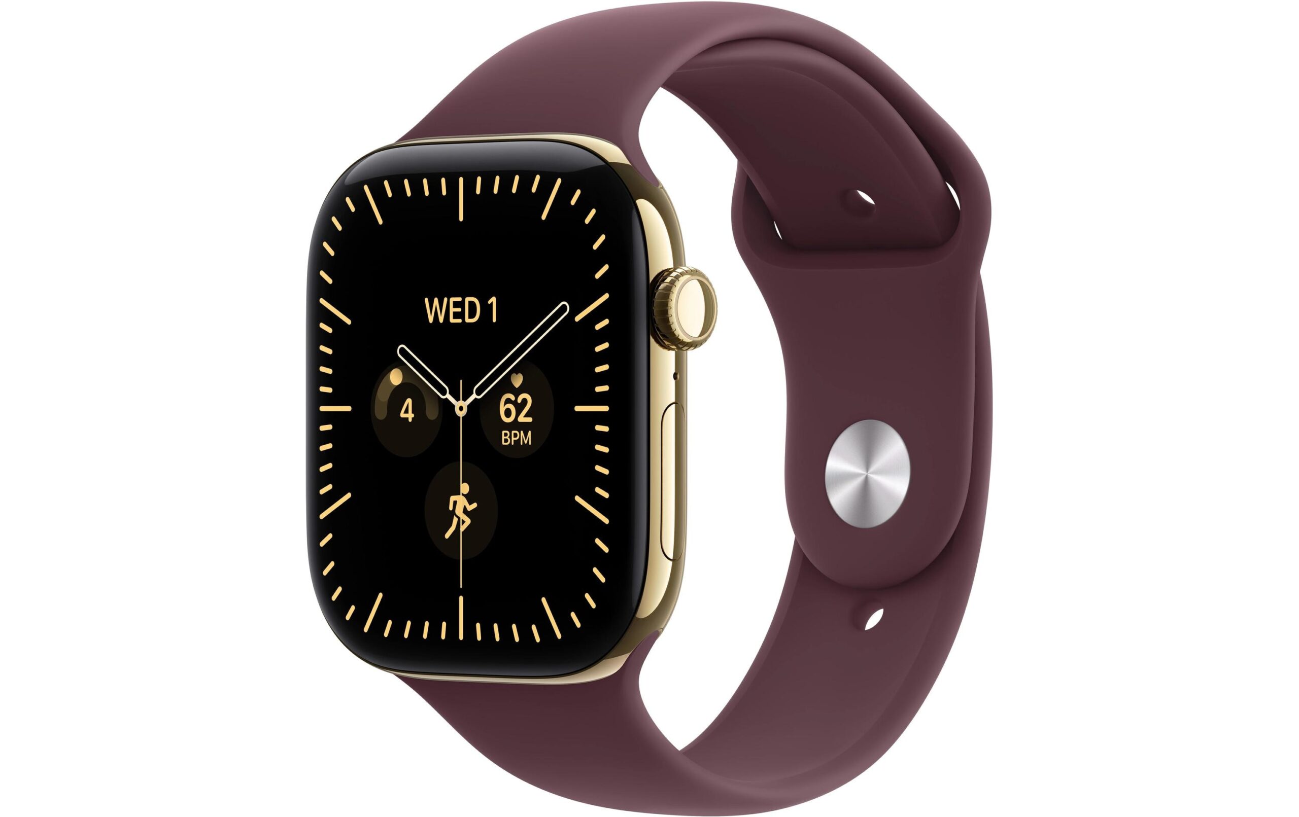 Apple Watch S12 46 mm CEL Gold Titanium, Burgundy Sportband S/M