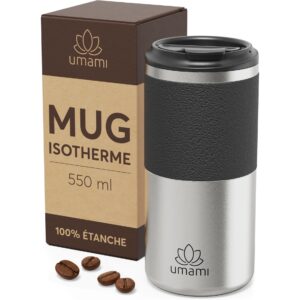 Umami Thermobecher Schwarz & Metall 550 ml 550 ml, Schwarz/Silber
