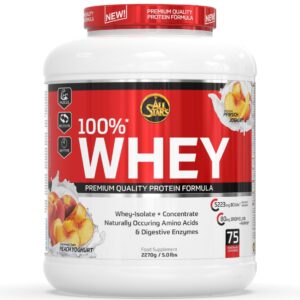 All Stars Pulver Whey Protein 100% Pfirsich-Joghurt 2270 g